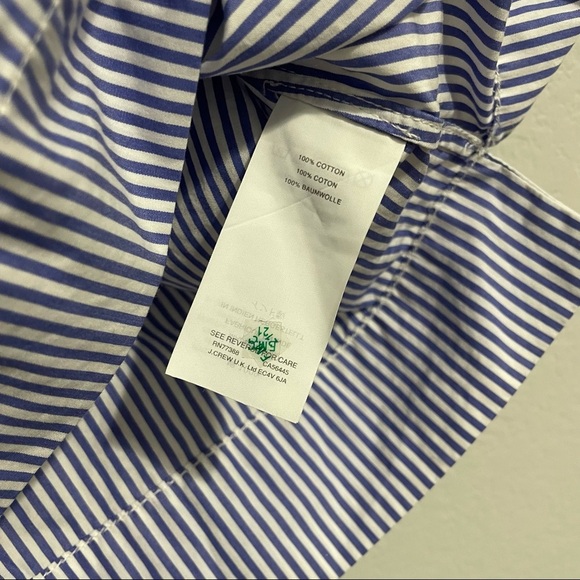 J. Crew Blouse Cotton Edie Ruffle Seersucker Striped Blue White Womens 00 - Picture 6 of 12